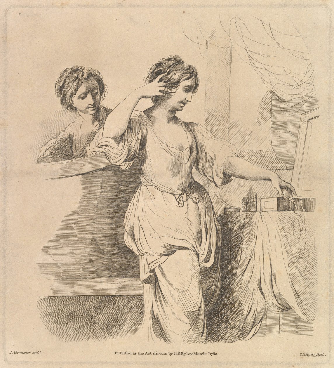 Kobieta w swojej toalecie, 1 marca 1780 r. autorstwa Charles Reuben Ryley