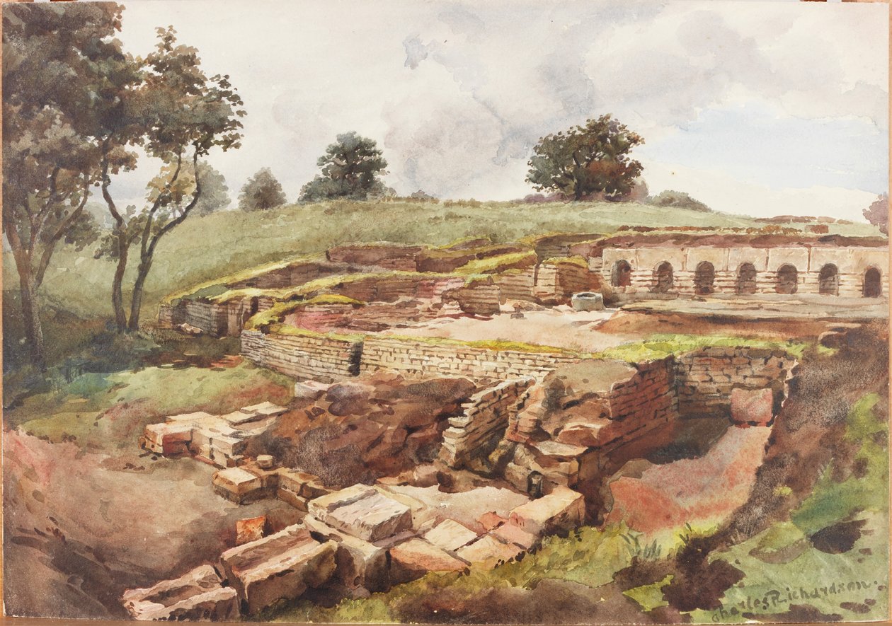 Łaźnia w Chesters z północnego wschodu (farba do ciała, ołówek i wc na papierze) autorstwa Charles Richardson