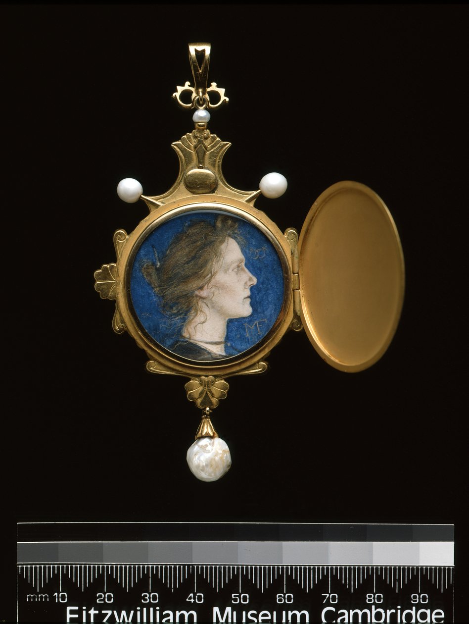 Wisiorek: Miss Edith Emma Cooper (1862-1913) 1901 (złoto, emalia, perła i wc) autorstwa Charles Ricketts