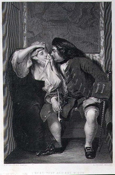 Wujek Toby i wdowa, grawerowane przez Lumb Stocks (1812-92) (grafika) autorstwa Charles Robert (after) Leslie