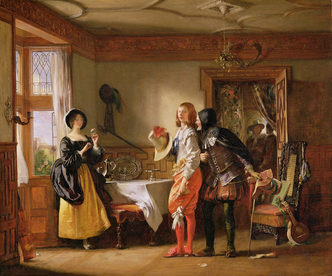 Smukły, z pomocą Shallow, Courting Anne Page, z „Wesołych kumoszków z Windsoru” Williama Szekspira (1564-1616) 1825 (olej na płótnie) autorstwa Charles Robert Leslie