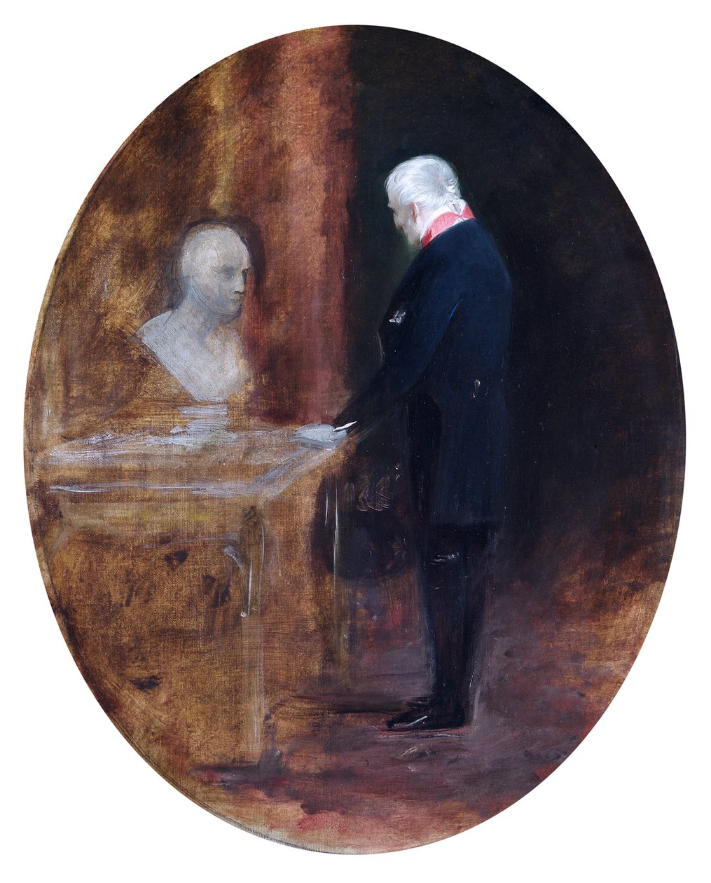 Książę Wellington patrząc na popiersie Napoleona (olej na płótnie) autorstwa Charles Robert Leslie