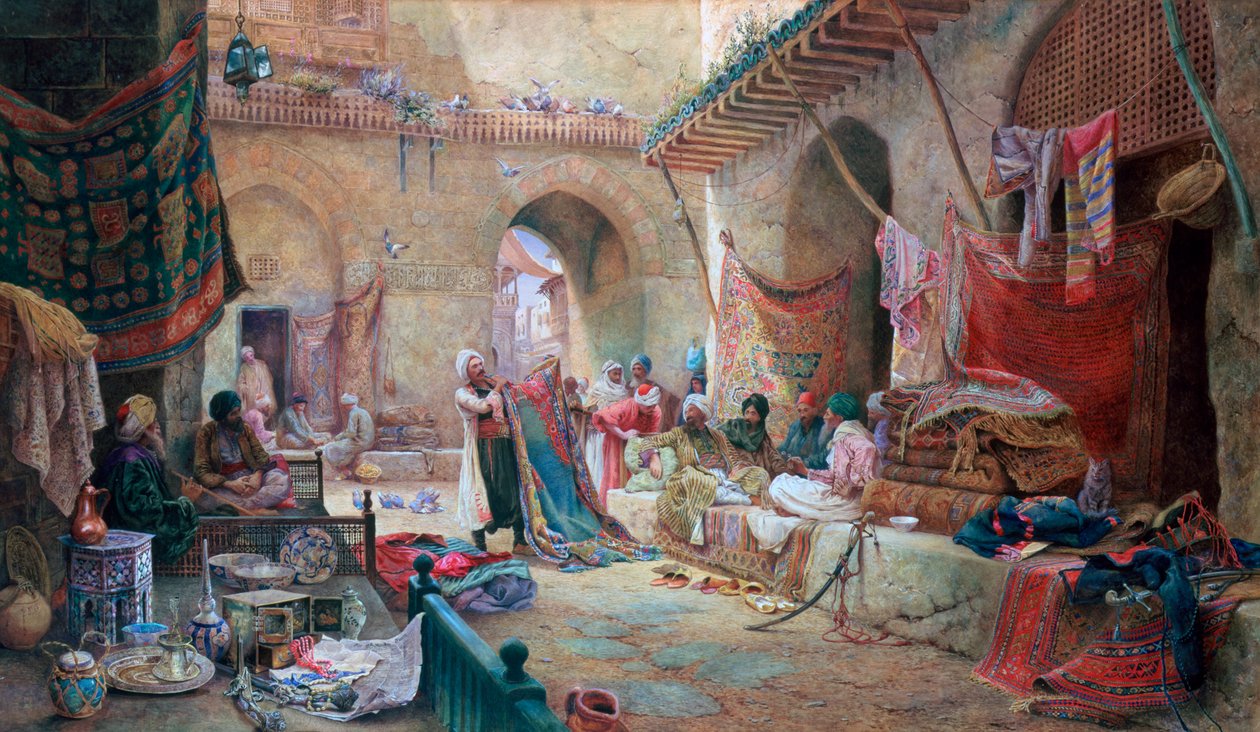 Bazar dywanów, Kair, 1887 autorstwa Charles Robertson