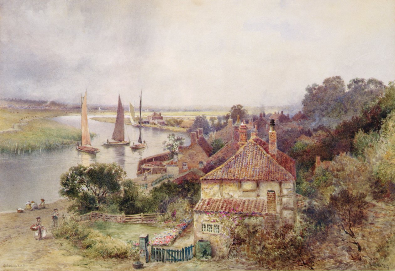 Nad rzeką Yare, ok.1880 (akwarela na papierze) autorstwa Charles Robertson
