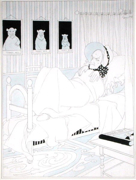 „Więc zakryła się”, ilustracja z „Trzech niedźwiedzi” w „Wielkiej księdze baśni” pod redakcją Waltera Jerroda, wydana 1911 (pióro i tusz z akwarelą na papierze) autorstwa Charles Robinson