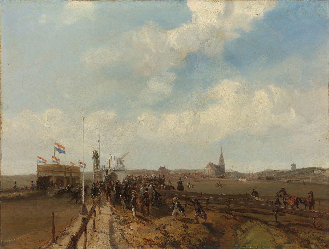 Tor wyścigowy w Scheveningen, otwarty 3 sierpnia 1846 r autorstwa Charles Rochussen (signed by artist)
