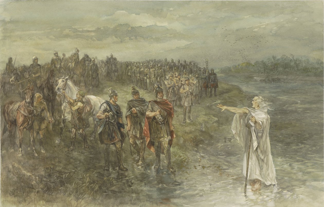 Rzymski generał Drusus i germański wróżbita autorstwa Charles Rochussen