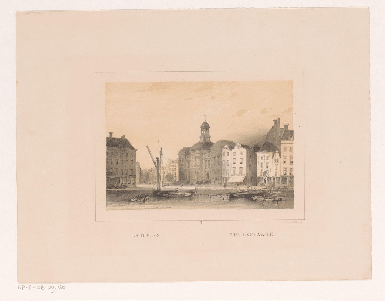 Widok Giełdy Papierów Wartościowych w Rotterdamie La bourse / Wymiana (tytuł na przedmiocie) Vues et monuments de la ville de Rotterdam / Widoki i zabytki miasta Rotterdam (tytuł serii) autorstwa Charles Rochussen