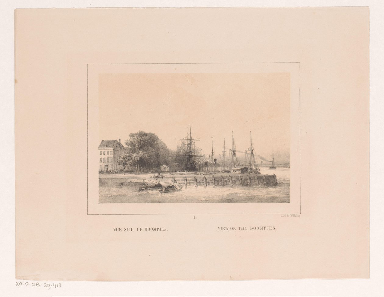Widok Boompjes w Rotterdamie Vue sur le Boompjes / Widok na Boompjes (tytuł na obiekcie) Vues et monuments de la ville de Rotterdam / Widoki i zabytki miasta Rotterdam (tytuł serii) autorstwa Charles Rochussen