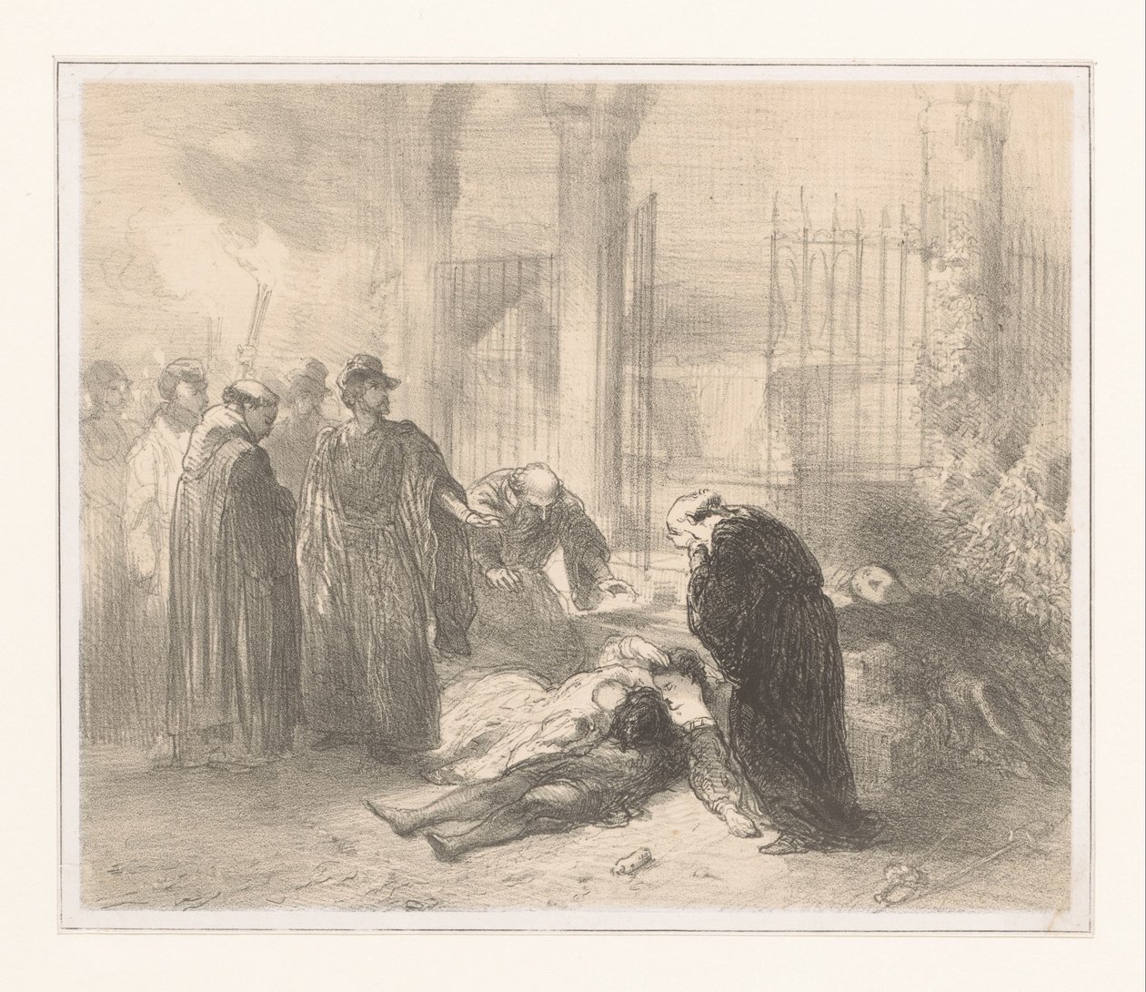 Ciała Romea i Julii wśród postaci żałobnych autorstwa Charles Rochussen