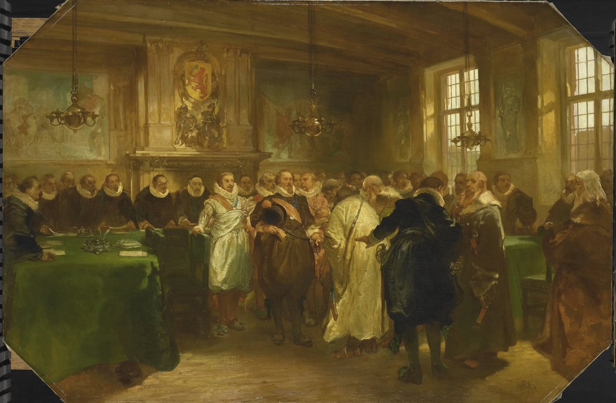 Książę Maurycy Orański przyjmuje delegację z Rosji w 1614, 1874 autorstwa Charles Rochussen