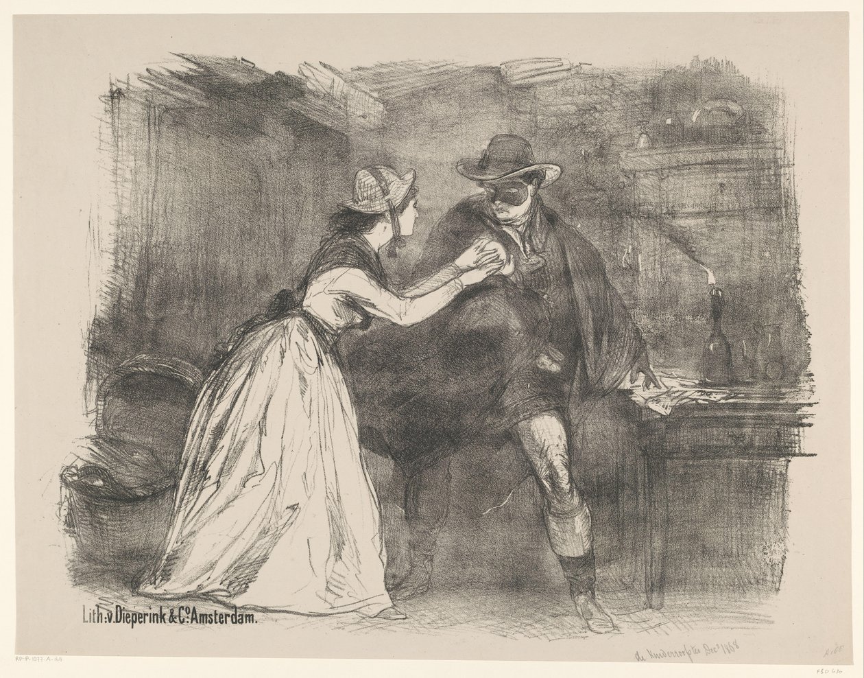 Scena z dramatu scenicznego The Child Robber Zapowiedzi baletów i spektakli wystawianych w Teatrze Miejskim w Amsterdamie (tytuł serii) autorstwa Charles Rochussen