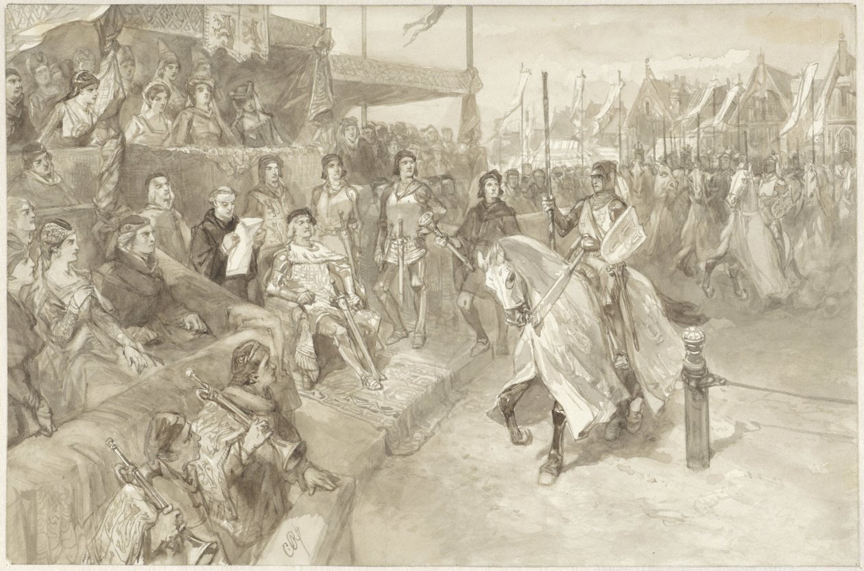 Gra turniejowa w Haarlemie, ilustracja odcinka z De Roos van Dekama autorstwa Charles Rochussen