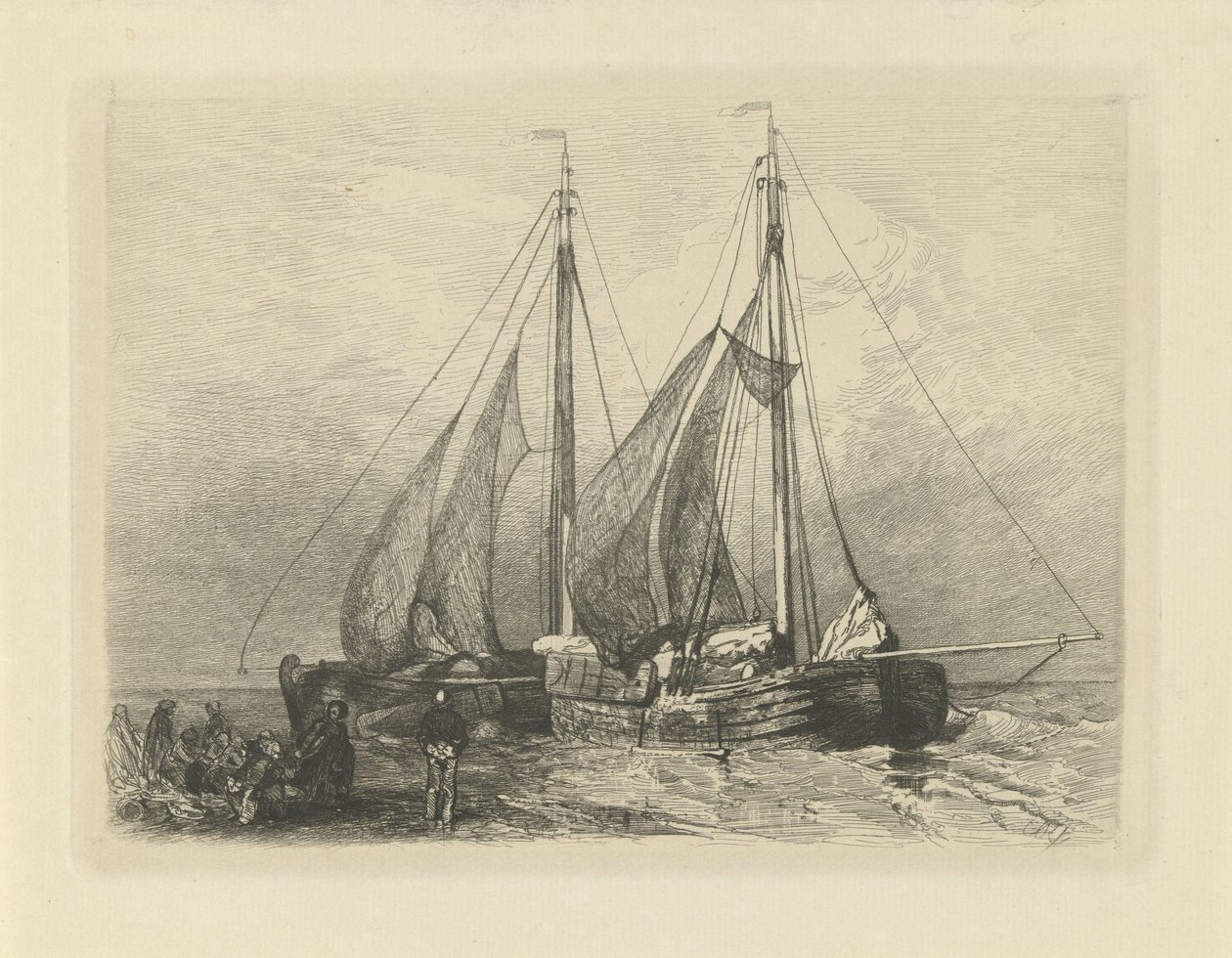 Żaglowce na plaży autorstwa Charles Rochussen