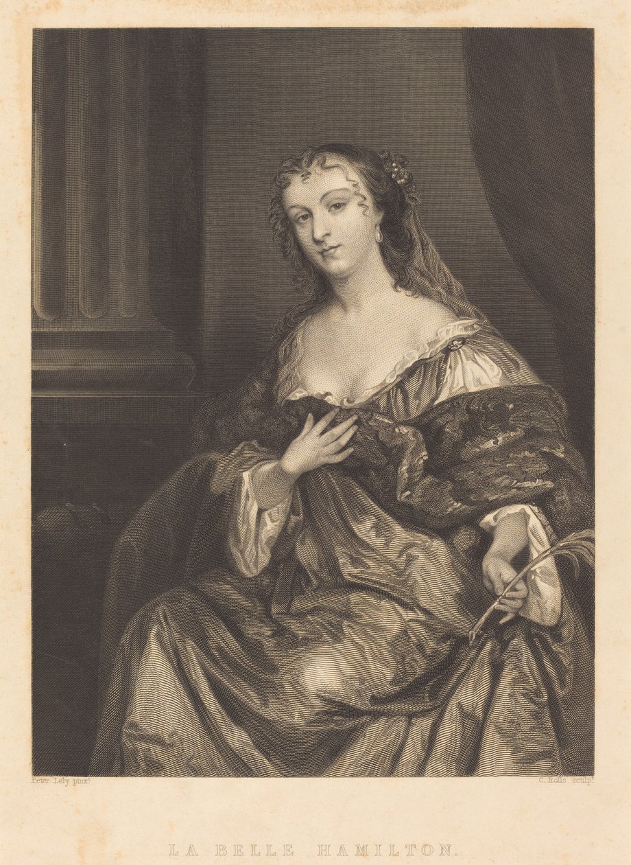 Piękny Hamilton autorstwa Charles Rolls after Sir Peter Lely
