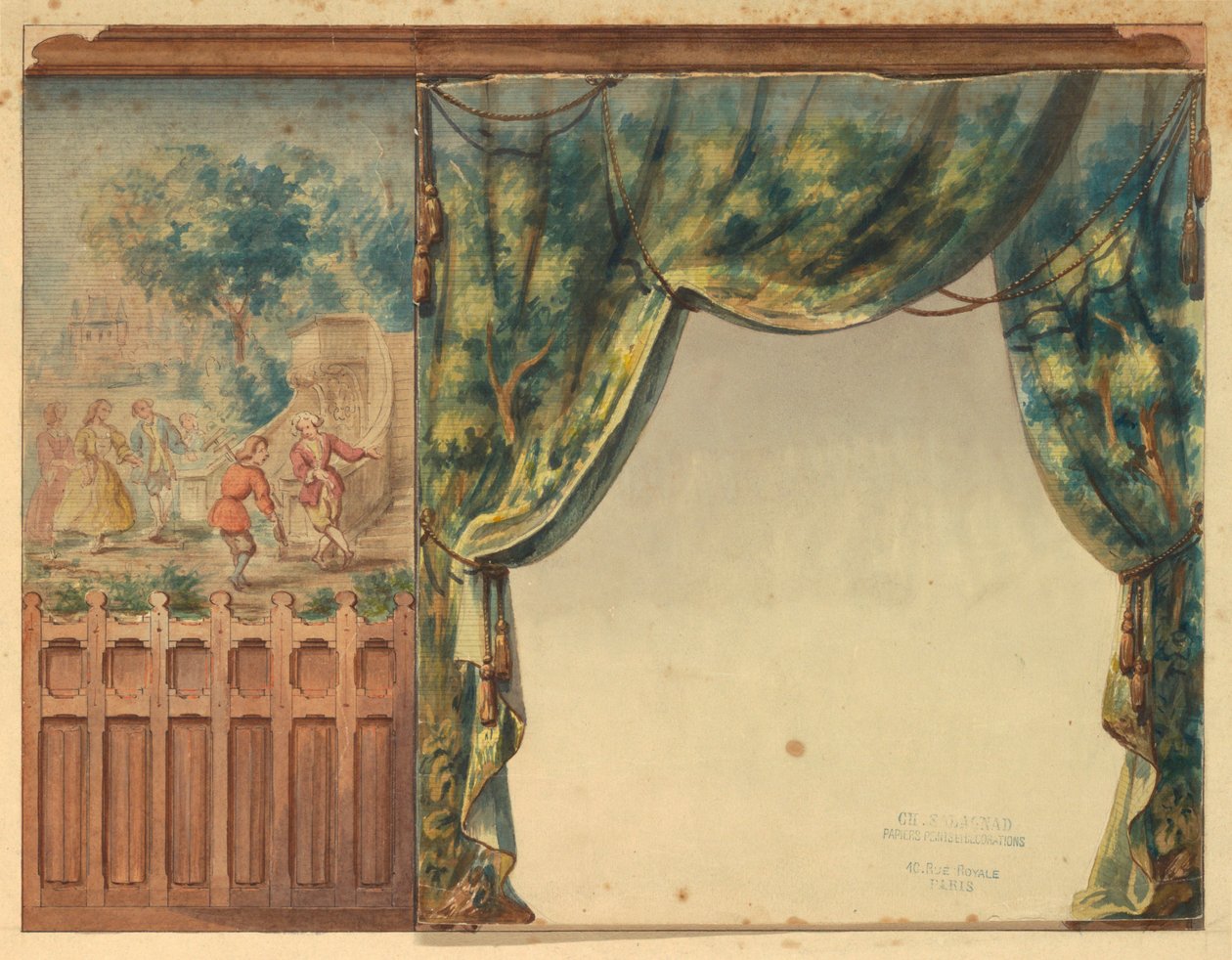 Projekt części schodów w Château-sur-Mer, Newport, Rhode Island autorstwa Charles Salagnad, French