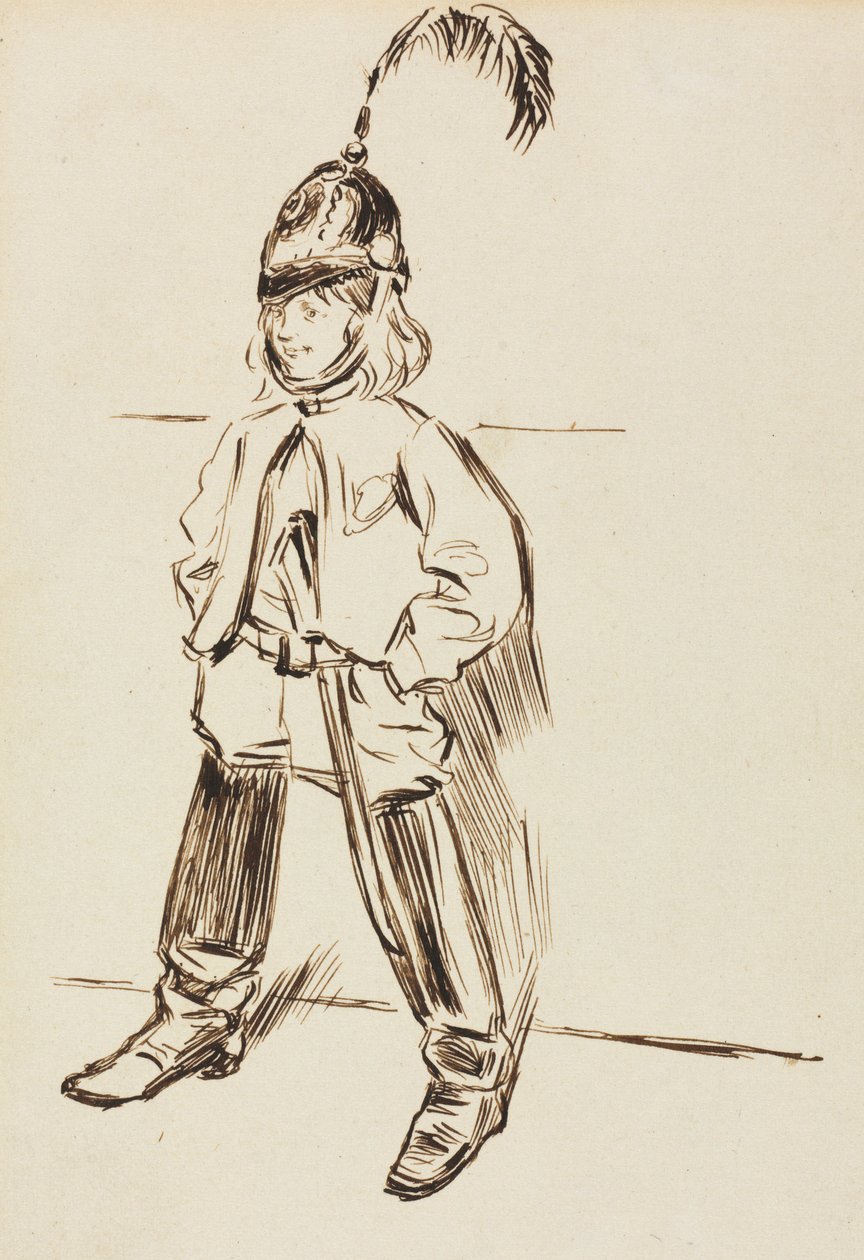 Studium dziecka w kasku i butach. autorstwa Charles Samuel Keene