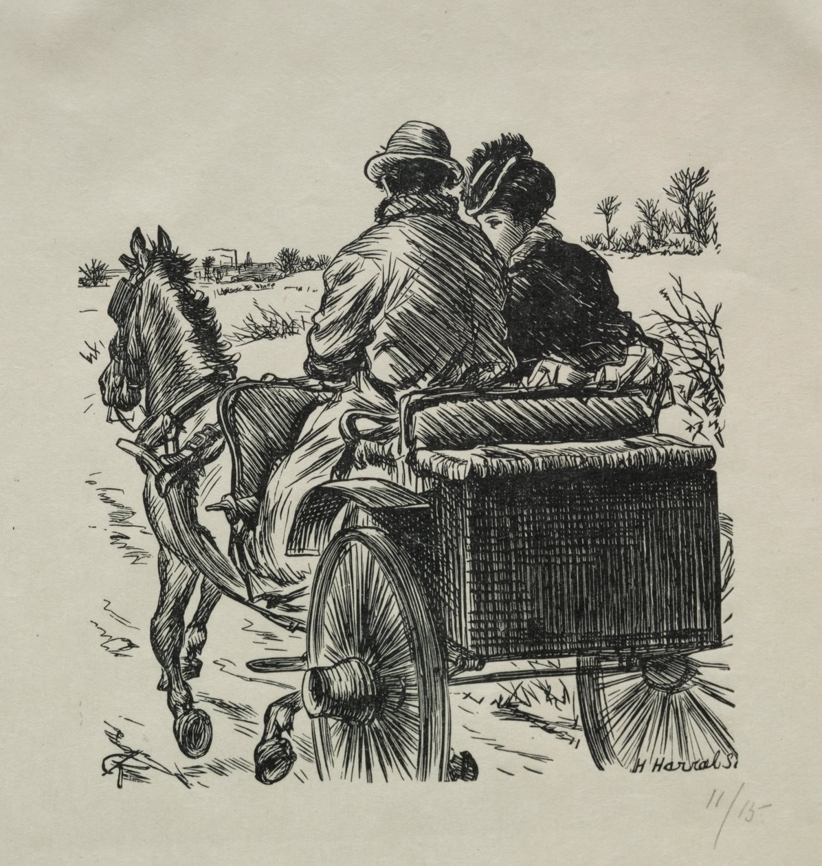 Płaszcz z futrzaną podszewką autorstwa Charles Samuel Keene
