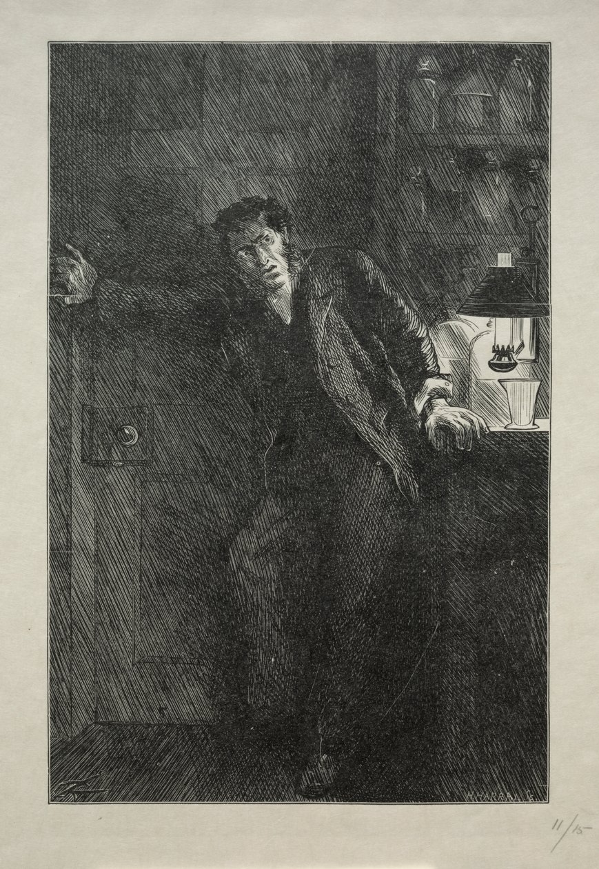Płaszcz z futrzaną podszewką autorstwa Charles Samuel Keene