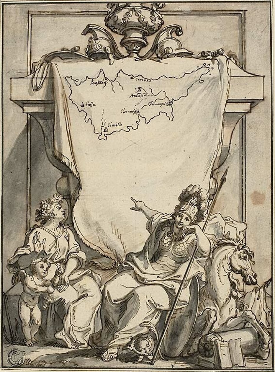 Alegoria z mapą Cypru autorstwa Charles Simonneau