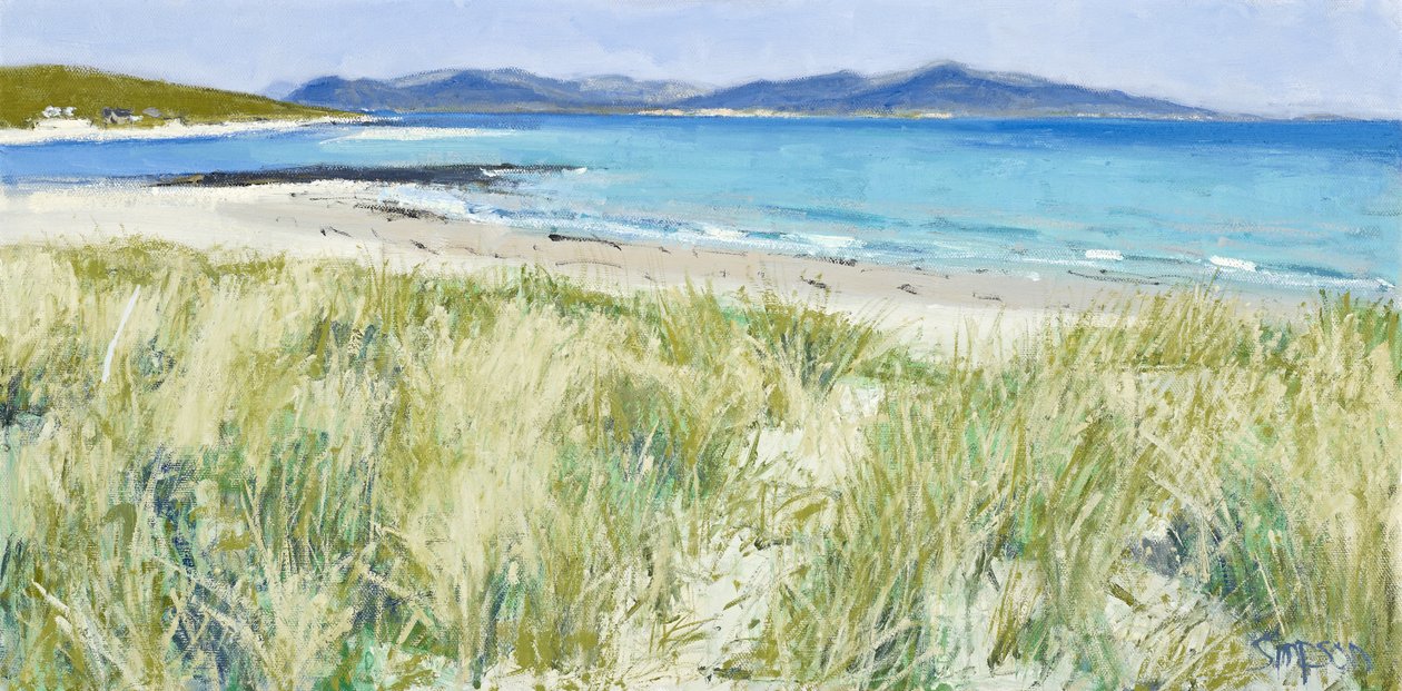 Trawy plażowe, Berneray, 2011 (olej na płótnie) autorstwa Charles Simpson