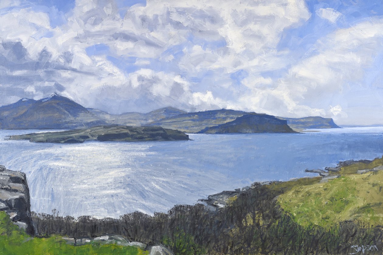 Eorsa, Loch na Keal, 2013 (olej na płótnie) autorstwa Charles Simpson