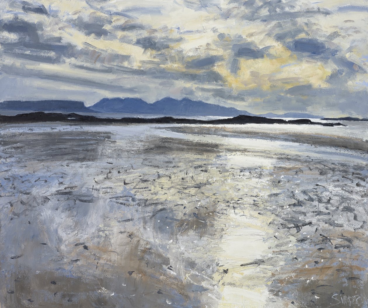 Wieczorne światło, odpływ, 2013 (olej na płótnie) autorstwa Charles Simpson