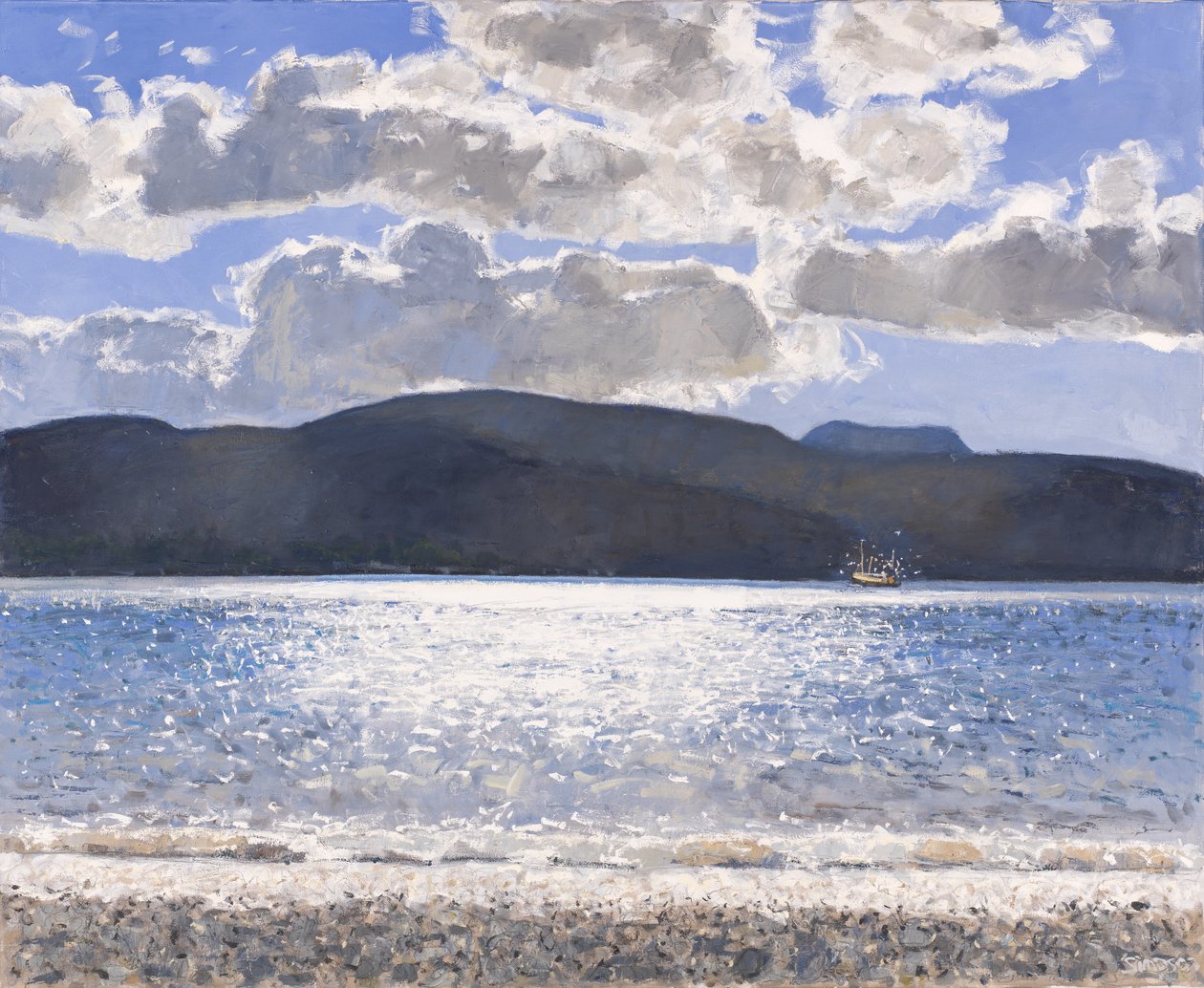 Łódź rybacka, Loch Broom, 2017 (olej na płótnie) autorstwa Charles Simpson