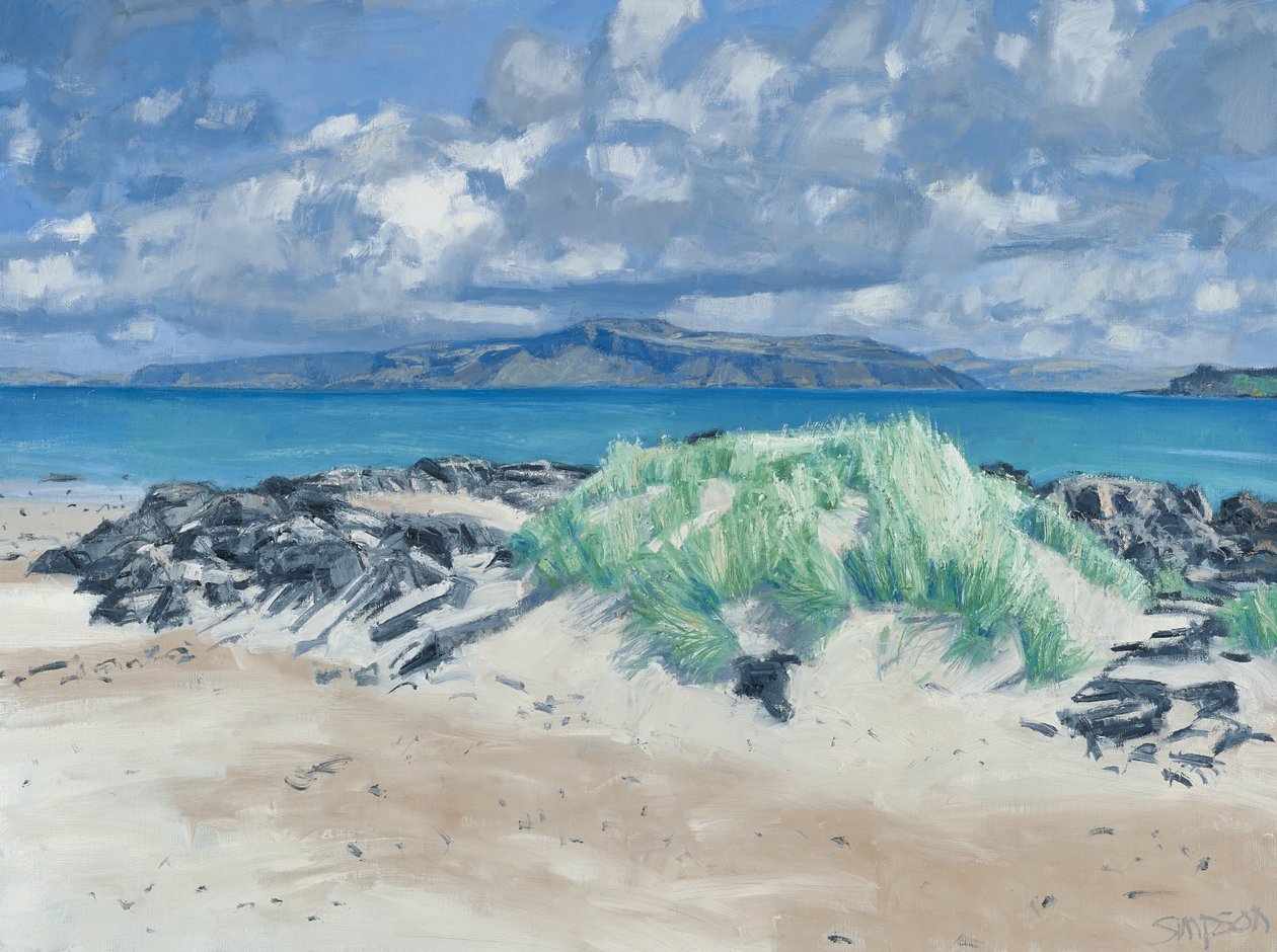 Skały i trawy, Iona, 2013 (olej na płótnie) autorstwa Charles Simpson