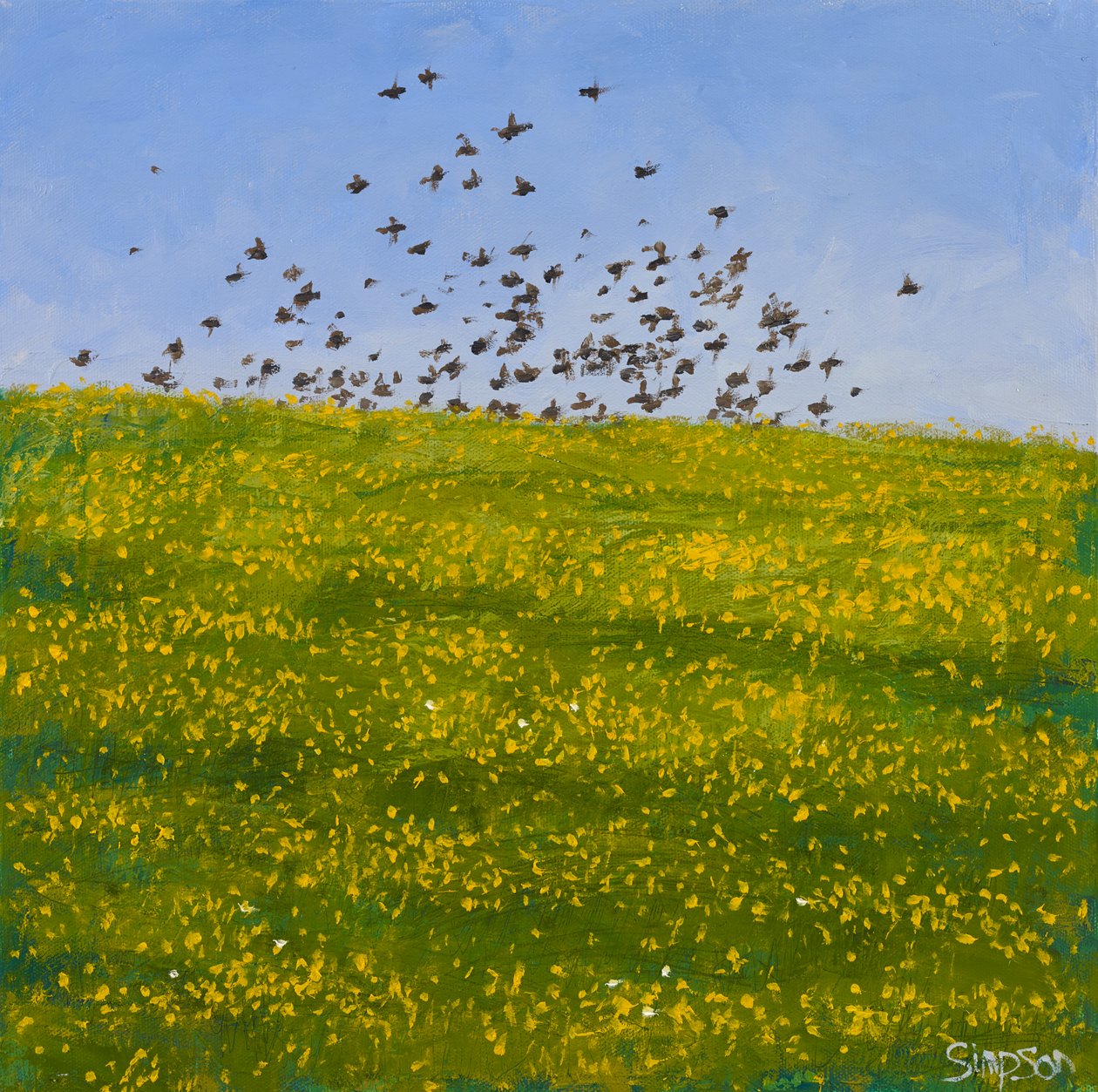 Szpak i jaskier, Iona, 2015 (olej na płótnie) autorstwa Charles Simpson