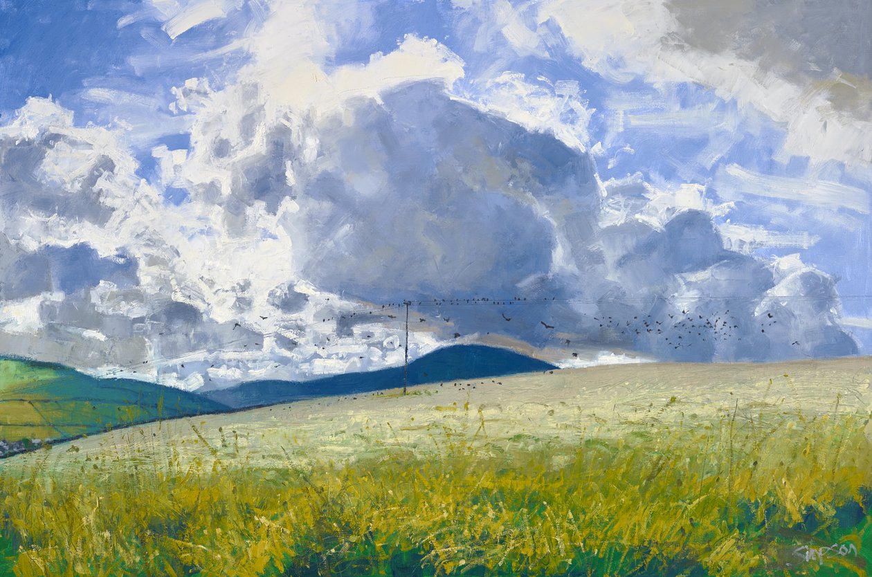 Ściernisko: Gawrony i wrony, 2015 (olej na płótnie) autorstwa Charles Simpson