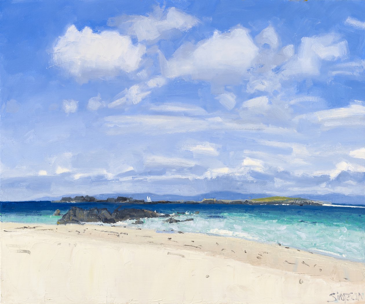 Letnie niebo, Iona, 2015 (olej na płótnie) autorstwa Charles Simpson