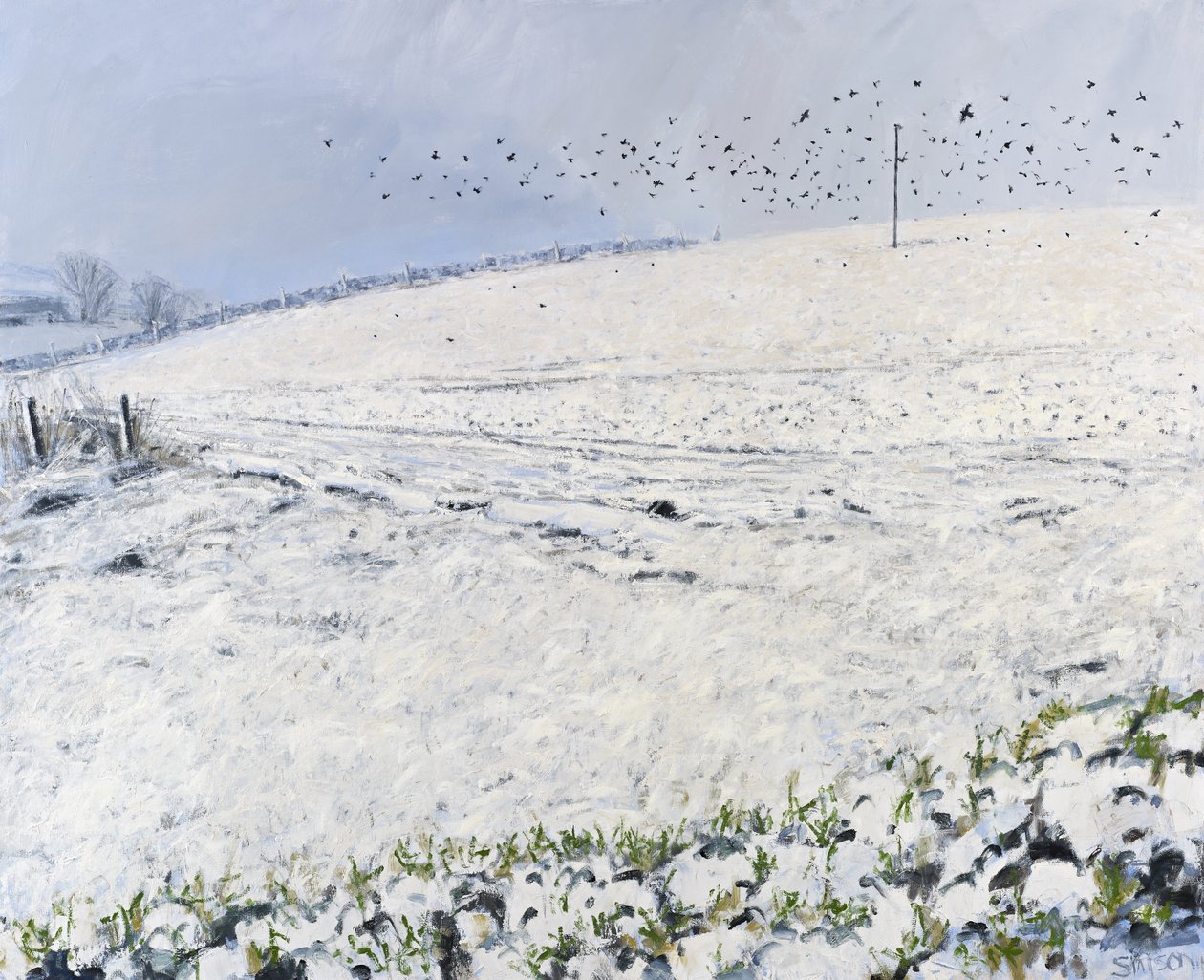 Zimowe wrony, 2012 (olej na płótnie) autorstwa Charles Simpson