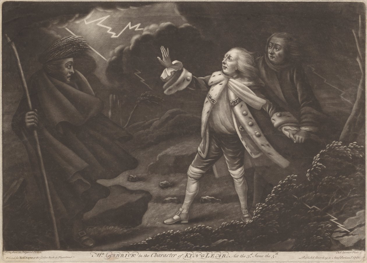 Pan Garrick w roli Króla Leara - "Król Lear", Akt III, Scena V autorstwa Charles Spooner