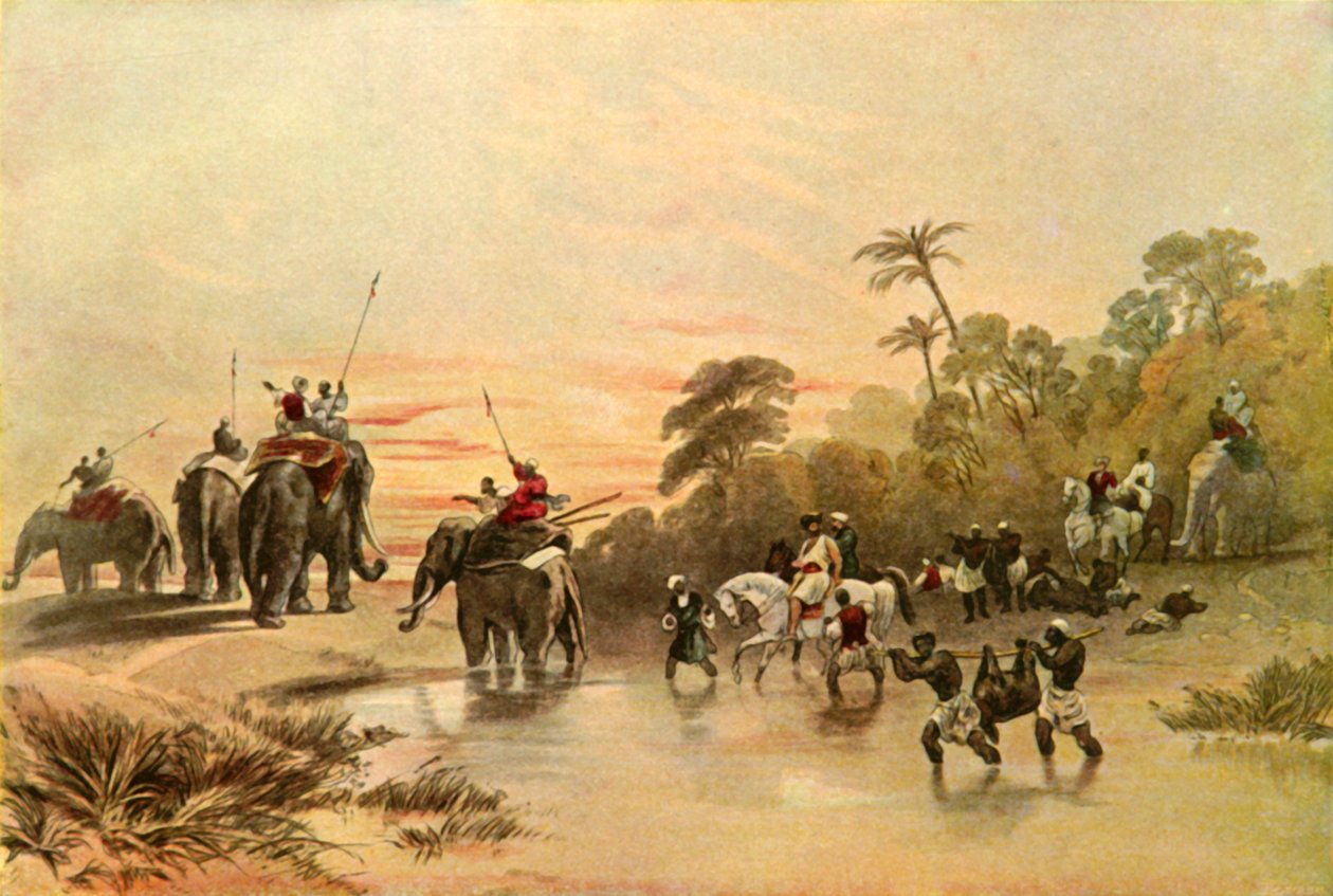 Powrót z łapania świń w Indiach, lata czterdzieste XIX wieku, 1901. autorstwa Charles Stewart Hardinge