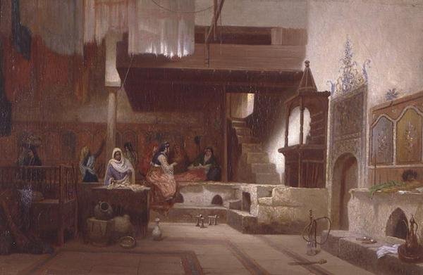 Hammam (olej na płótnie) autorstwa Charles Theodore  Frere