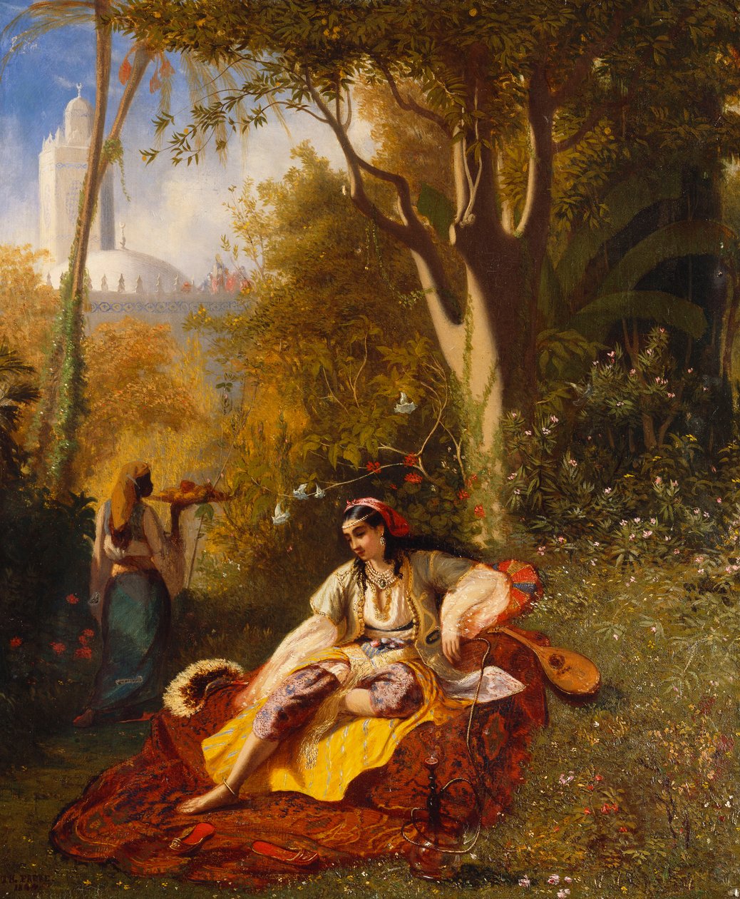 Algierka i jej sługa w ogrodzie, 1844 autorstwa Charles Theodore Frere