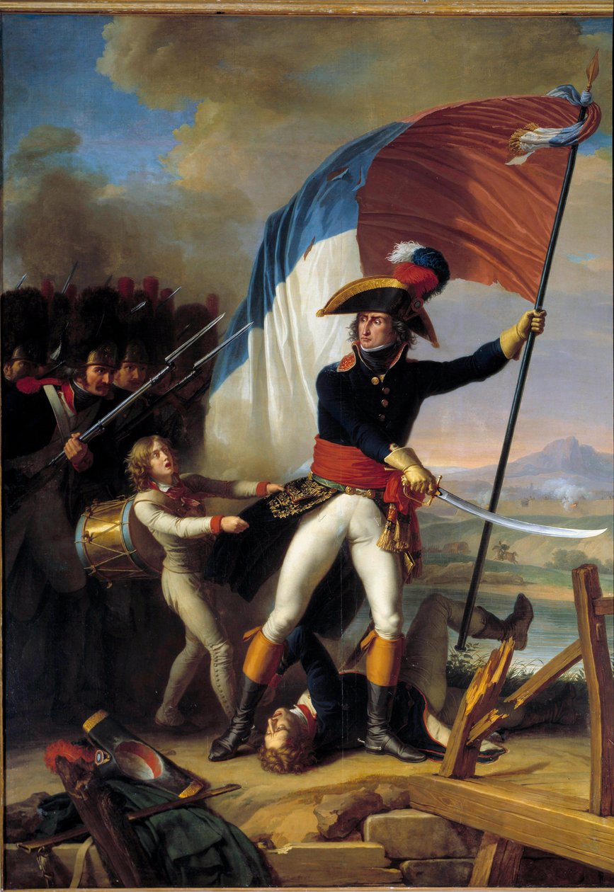 Generał Pierre Augereau (1757-1816) prowadzący szarżę do ataku na Pont d