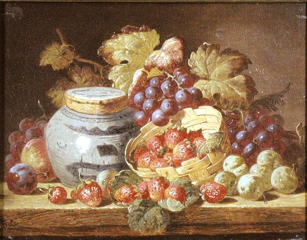 Martwa natura z owocami i słoikiem imbiru (olej na płótnie) autorstwa Charles Thomas Bale