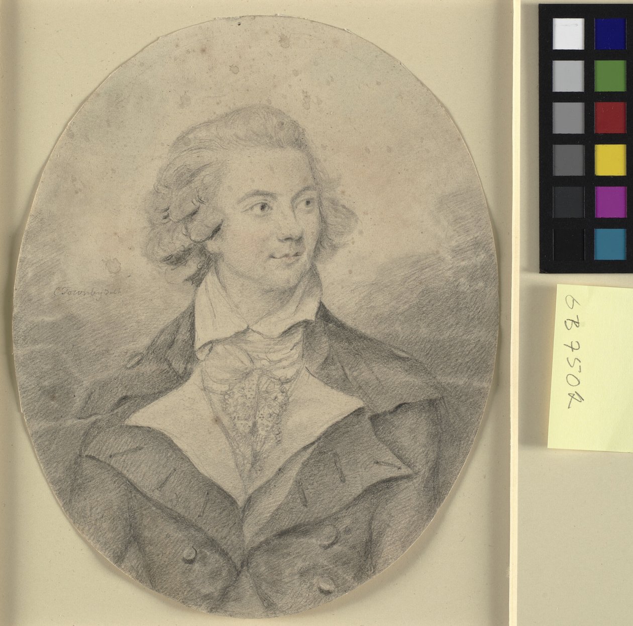 Portret głowy i ramion mężczyzny, pełna twarz po prawej stronie w owalu autorstwa Charles Townley