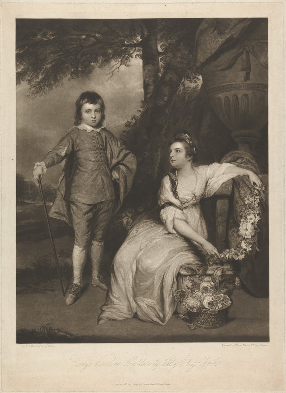 George, wicehrabia Malden, i lady Elizabeth Capel autorstwa Charles Turner