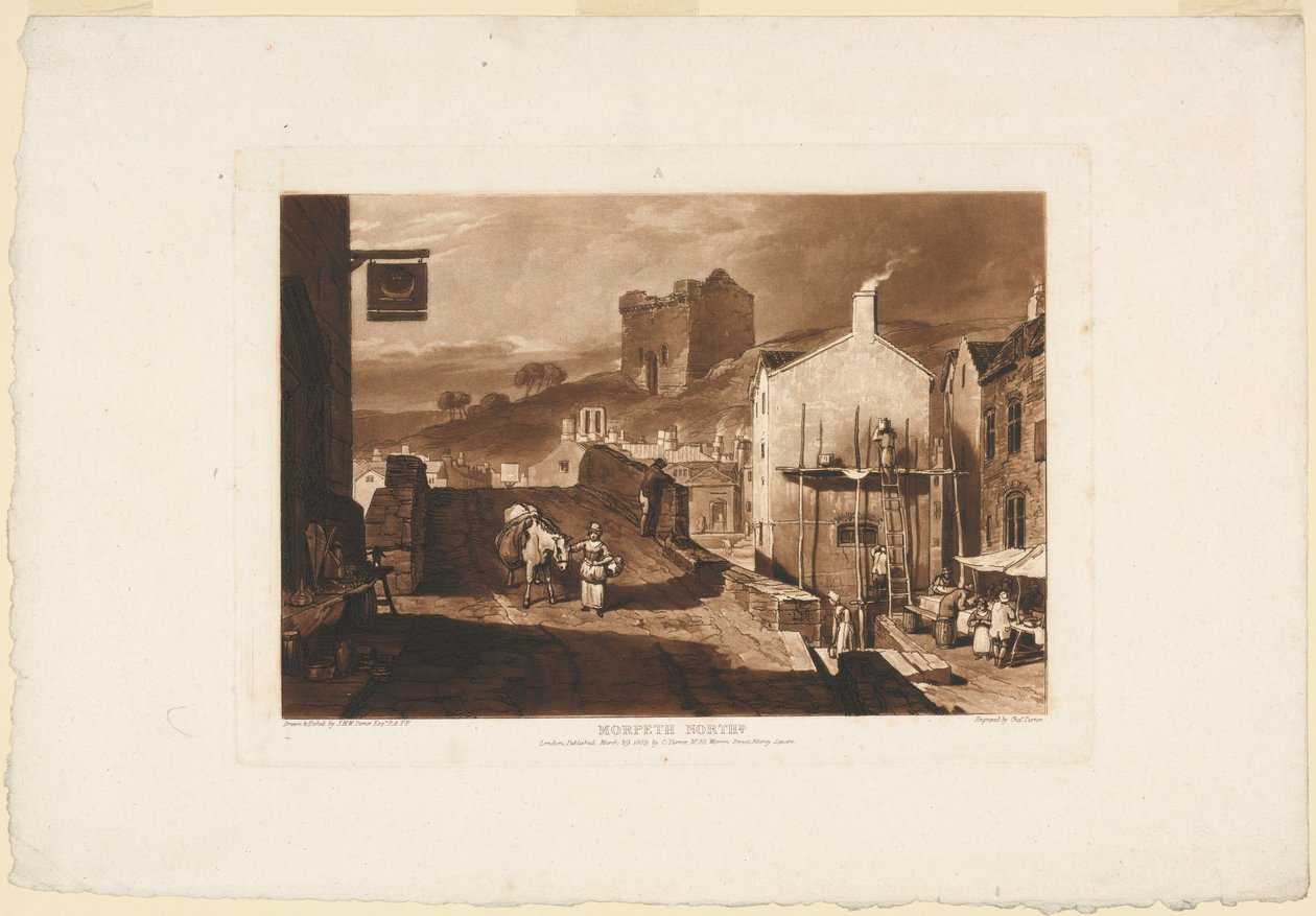 Morpeth, Northumberland, z Liber Studiorum, 1809 autorstwa Charles Turner