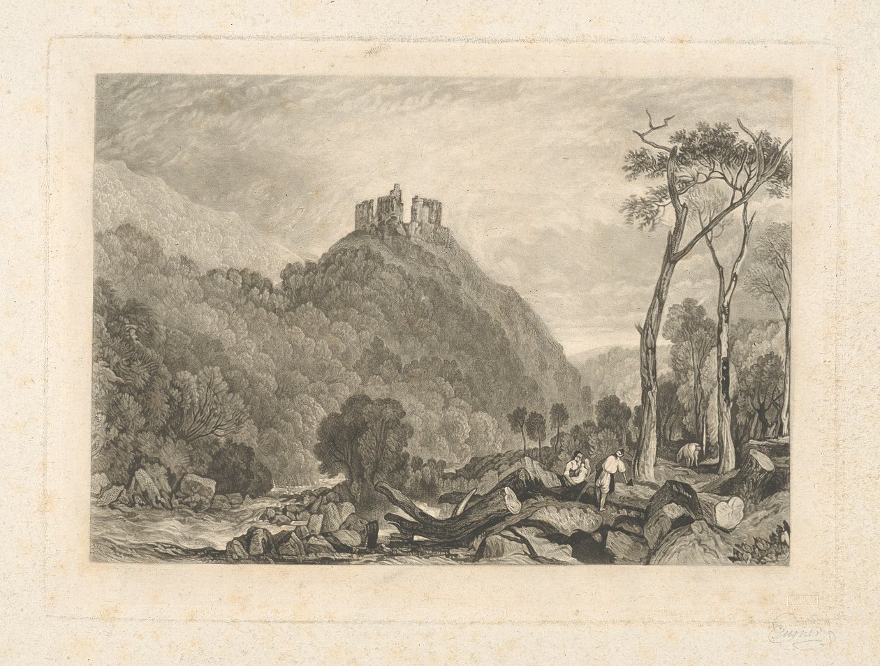 Zamek Okehampton nad rzeką Okement autorstwa Charles Turner