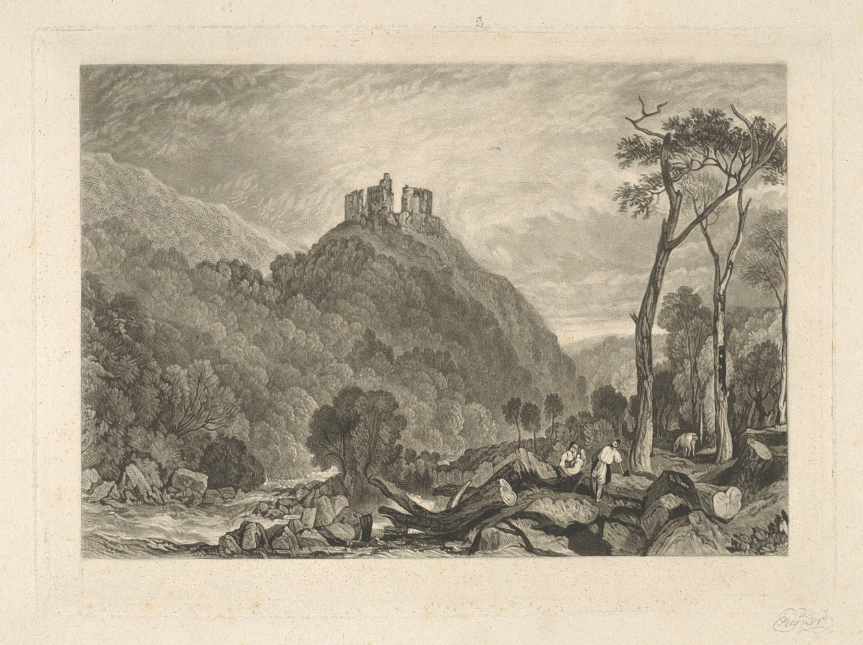 Zamek Okehampton nad rzeką Okehampton autorstwa Charles Turner