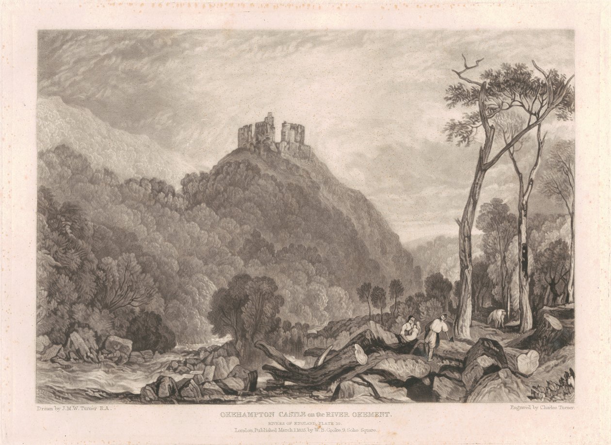 Zamek Okehampton nad rzeką Okement autorstwa Charles Turner
