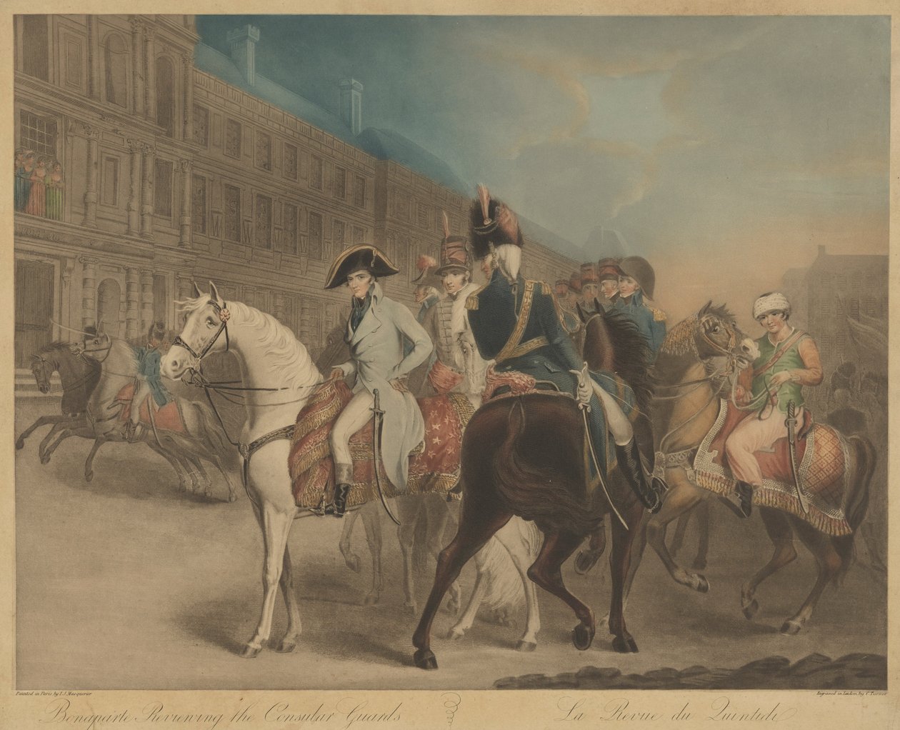 Bonaparte przegląd gwardii konsularnej (La Revue du Quintidi) autorstwa Charles Turner after John James Masquerier