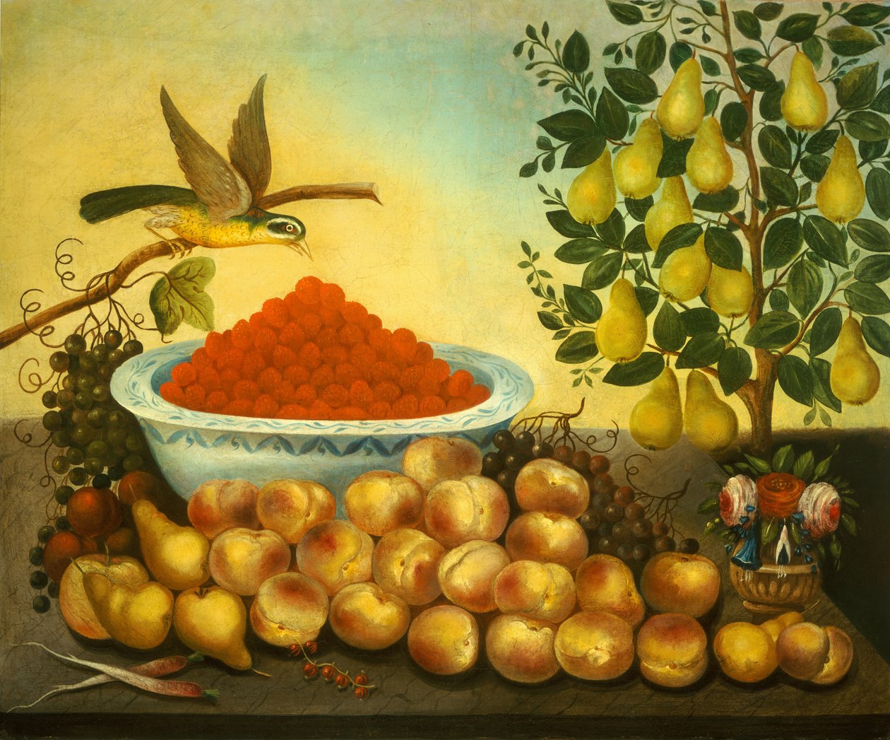 Martwa natura: owoc, ptak i grusza karłowata, 1856. autorstwa Charles V. Bond