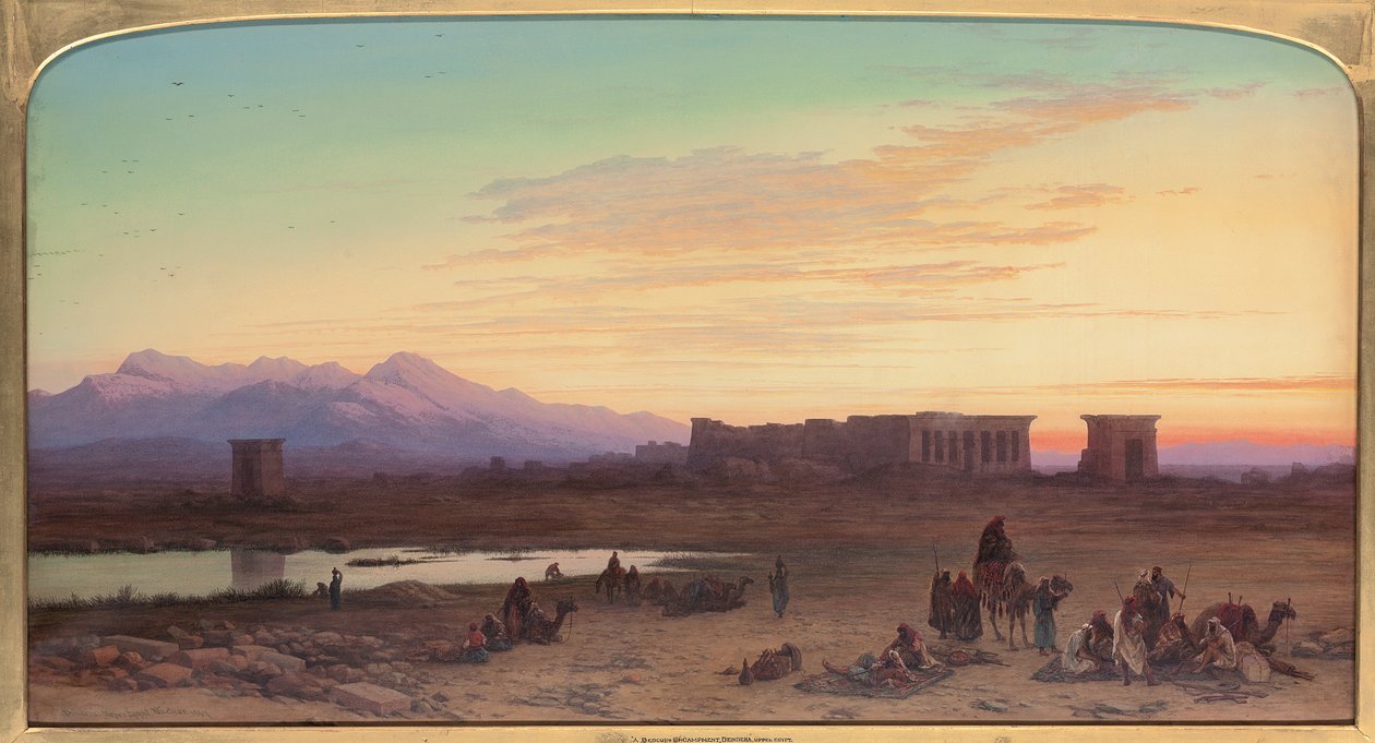 Obóz Beduinów przed świątynią Hathor w Denderze, Egipt, 1867 autorstwa Charles Vacher