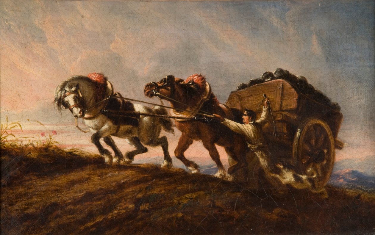Konie napinające się pod obciążeniem, 1864 autorstwa Charles Verlat