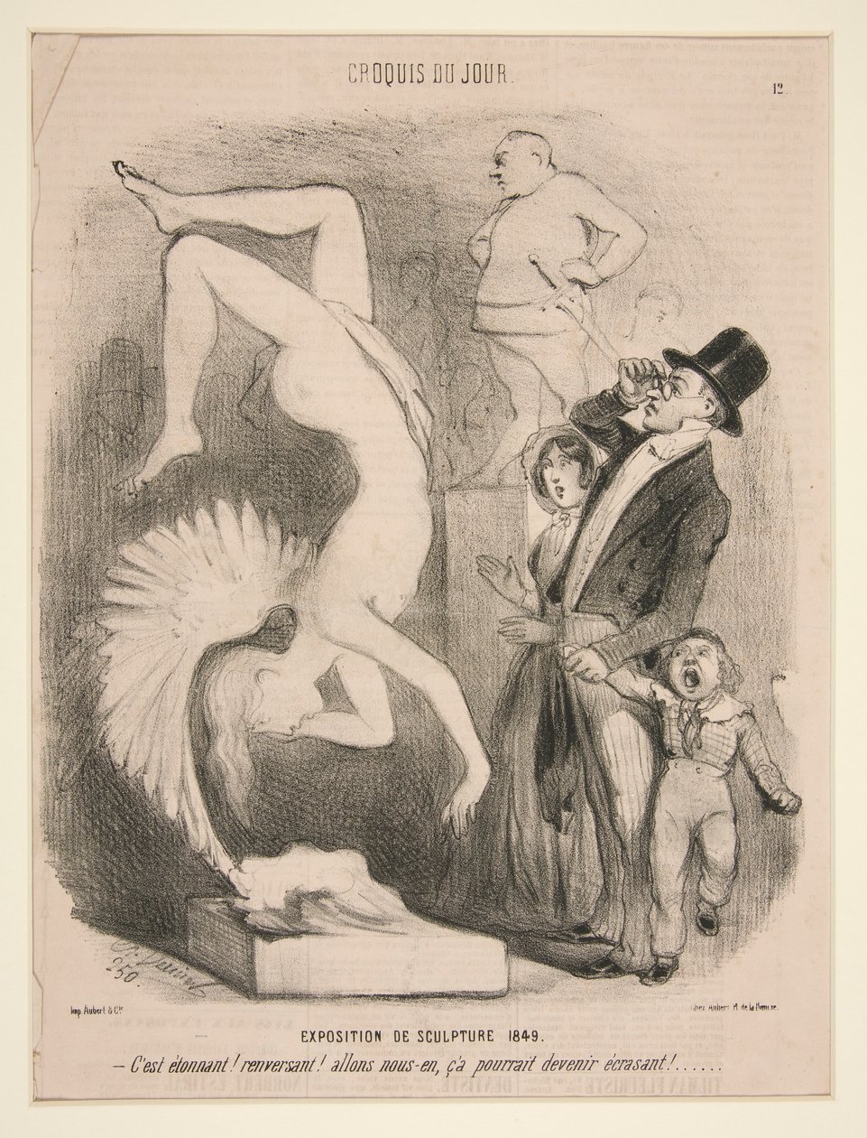 Exposition de Sculpture 1849 (Wystawa Rzeźby 1849), z serii Sketch of the Day opublikowanej w Le Charivari autorstwa Charles Vernier